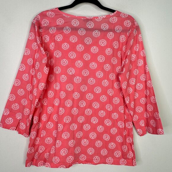 Talbots Embroidered Beaded Y2K Floral Print Tunic Top Women's Size Large - Picture 6 of 7
